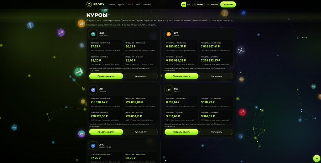 USDEX — курсы криптовалют